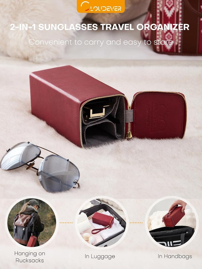 cloudever Sunglasses Travel Case Organizer Hangable for Men Women, Eyeglasses Foldable Storage Organizer - Image 3